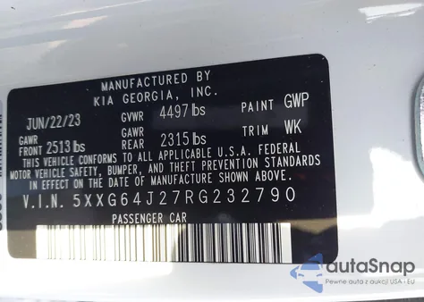 2024 Kia K5 Gt-Line from USA, damaged, VIN 5XXG64J27RG232790